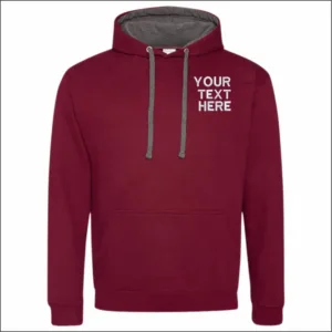 Sarroy Personalised Custom Embroidered AWDis Varsity Hoodie, Unisex Pullover, All-Season Comfort, Single Pack