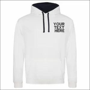 Sarroy Personalised Custom Embroidered AWDis Varsity Hoodie, Unisex Pullover, Soft Cotton Blend, All-Season Comfort