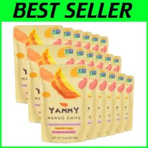 Dried Mango Chips 18 Pack – Healthy Low Calorie Gluten-Free Snack | 100% Natural Unsweetened Mango