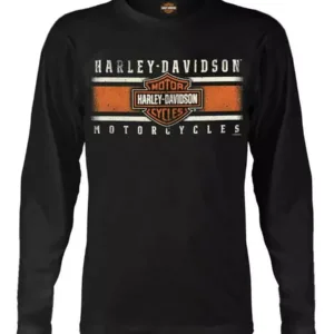 Sarroy Men’s Custom Iconic B&S Long Sleeve Crew-Neck Shirt, Black, 100% Cotton Motorcycle Graphic Tee