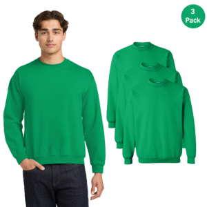 Gildan Men’s 3-Pack Crewneck Sweatshirt, Heavy Blend, Irish Green (S–3XL)
