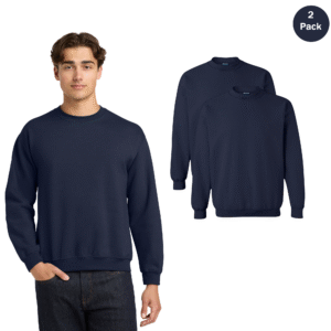 Gildan Men’s 2-Pack Classic Navy Crewneck Fleece Sweatshirts S–5XL