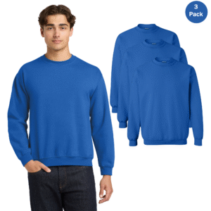 Gildan Heavy Blend Men’s Crewneck Sweatshirt Set, Royal, 3-Pack (S–3XL)