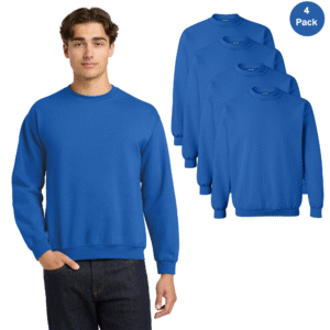 Gildan Heavy Blend Men’s Royal Crewneck Fleece Sweatshirt Set, 4-Pack (S–3XL)