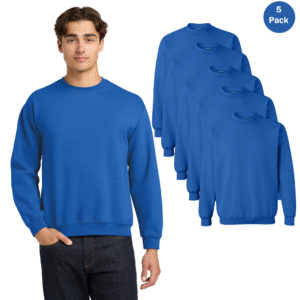 Gildan Men’s 5-Pack Heavy Blend Crewneck Sweatshirts, Royal (S–3XL)