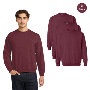 Men’s Heavy Blend Crewneck Sweatshirt 3-Pack, Maroon (S–3XL):