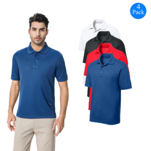 Zfeel Men’s Mesh Performance Polo Shirt, Short Sleeve, Moisture-Wicking, 4 Pack, Mixed Colors, S-4XL